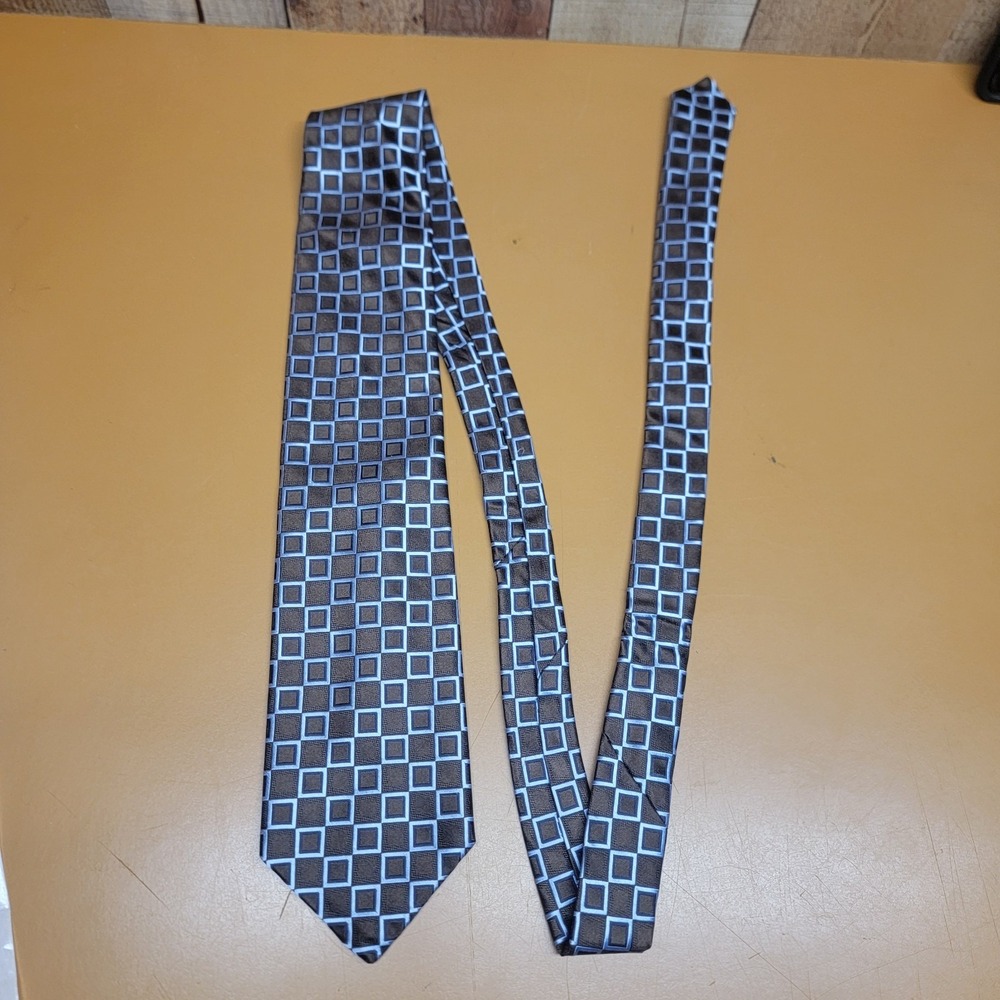 ROBERT TALBOTT BEST OF CLASS BLUE/BROWN SQUARES  TIE - DESIGNER TIES.
